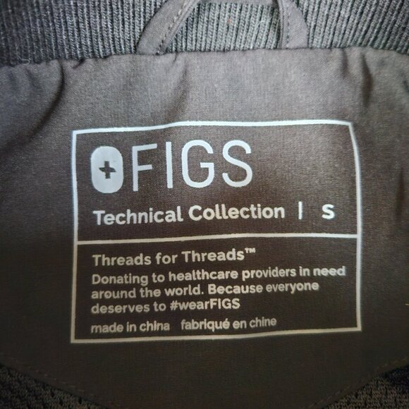 FIGS Sydney Scrubs Jacket Black Womens Small Full Zip Medical Nurse Alchemy LOGO - Picture 9 of 15